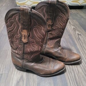 Tanner Mark Ruston Imitation Caiman Belly Men’s Sz 8 Brown Western Cowboy Boots